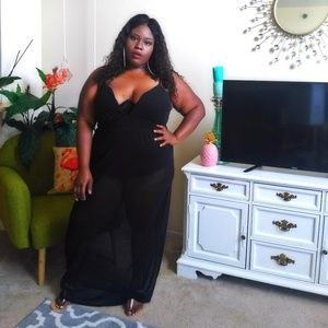 Boohoo Sheer Maxi Dress with internal body suit